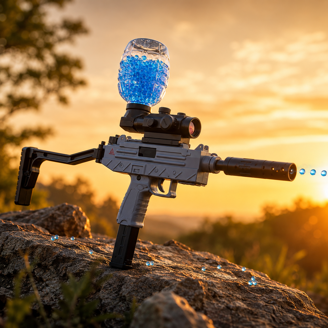 Electric Uzi Automatic Gel Ball Blaster Toy Gun Rapid-Fire Fun for Outdoor Play! 🔫💥