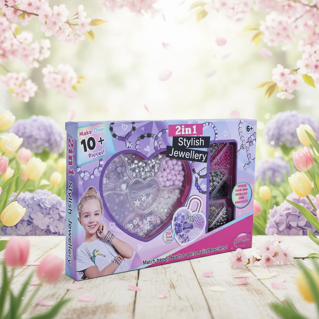 2-in-1 Stylish Jewellery Making Kit — DIY Beads Set for Kids